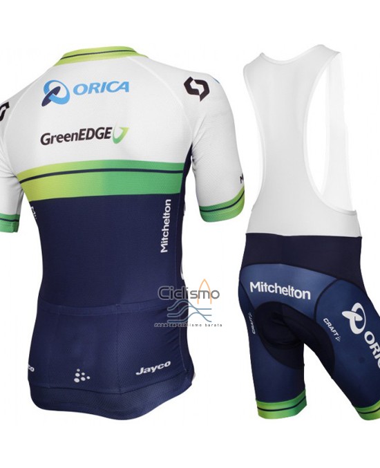 Orica Verdeedge Ropa Ciclismo Culotte Corto 2015 Mangas Cortas Blanco y Azul